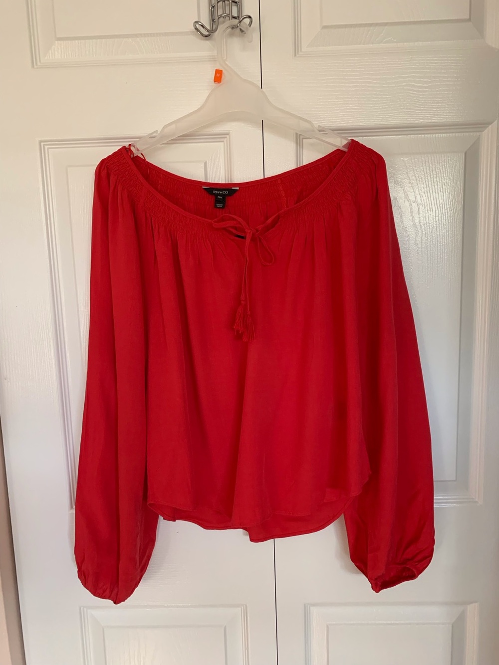 RW&Co Bright Red Peasant Top